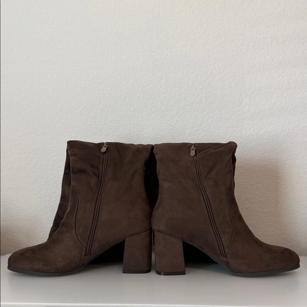 Dream Pairs Dark Brown Faux Suede Over the Knee Heeled Boots NWOB Size 10 - Picture 5 of 6